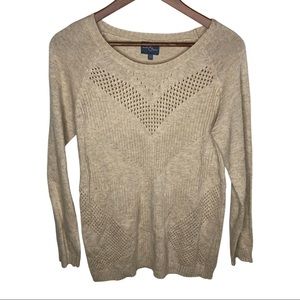 Market & Spruce tan eyelet sweater